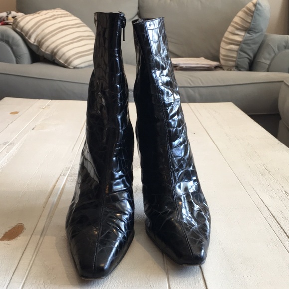 Stuart Weitzman Patent Leather Crocodile Boots - Picture 2 of 9